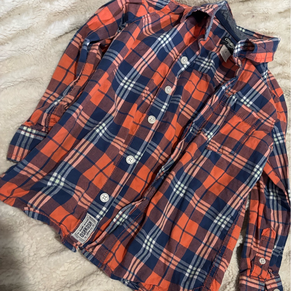 Gymboree Orange and Blue Plaid Shirt